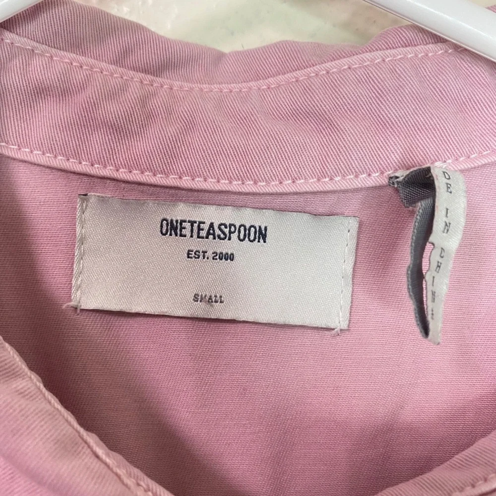 One Teaspoon Prophecy Romper Pink Cotton Utility Button Front Womens Size Small - Picture 7 of 12
